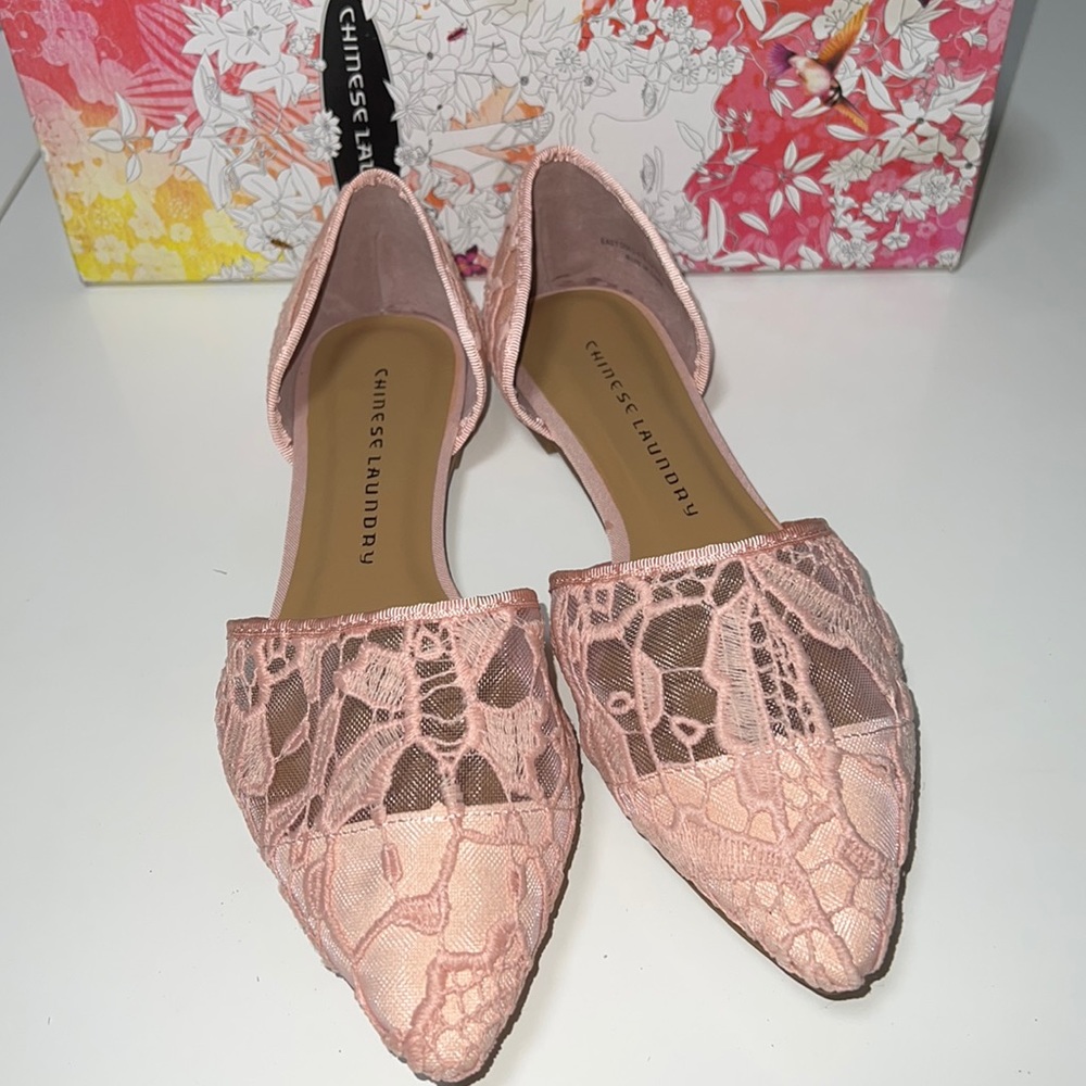 NIB Chinese Laundry EASY DOES IT D'ORSAY FLAT Blush Lace US 8.5